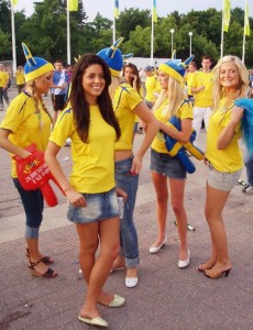 Supportrices suédoises avant match