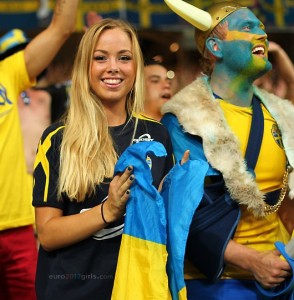 Supportrice suédoise en pleine action !